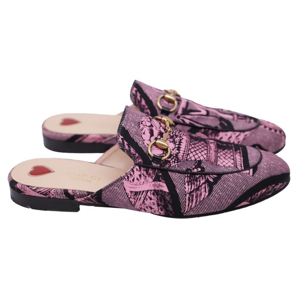 Gucci Princetown Printed Mules in Pink Canvas